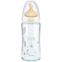 Nuk First Choice Plus 0-6m Glass Bottle Latex Medium Teat 240ml - Άσπρο - Γυάλινο Μπιμπερό με Θηλή Latex Μεσαίου Μεγέθους από 0-6 Μηνών