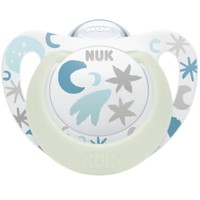 Nuk Star Night Silicone Soother 0-6m 1 Τεμάχιο - Γαλάζιο - Εξαιρετικά Μαλακή Ορθοδοντική Πιπίλα Σιλικόνης, Κατάλληλη για τη Γνάθο & τα Δόντια