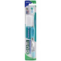 Gum Technique+ Compact Medium Toothbrush 1 Τεμάχιο, Κωδ 493 - Πετρόλ - Χειροκίνητη Οδοντόβουρτσα Μέτρια με Θήκη Προστασίας