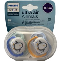 Avent Ultra Air Animals 0-6m 2 Τεμάχια,  SCF080/11 - Βεραμάν / Γαλάζιο - Ορθοδοντική Πιπίλα Σιλικόνης που Επιτρέπει στο Δέρμα του Μικρού σας να Αναπνέει