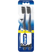 Oral-B Charcoal Whitening Therapy Soft 35 Toothbrush 2 Τεμάχια - Μπλε - Μαλακή Οδοντόβουρτσα για Λεύκανση με Ίνες Εμπλουτισμένες με Άνθρακα
