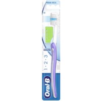 Oral-B 123 Indicator Medium Toothbrush 35mm 1 Τεμάχιο - Λιλά / Πράσινο - Χειροκίνητη Οδοντόβουρτσα με Μέτριες Ίνες
