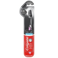 Colgate Charcoal Slim Soft Toothbrush 1 Τεμάχιο - Ροζ - Οδοντόβουρτσα με Εξαιρετικά Λεπτές - Απαλές Ίνες Καθαρισμού, Εμποτισμένες με Ξυλάνθρακα