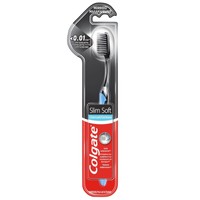 Colgate Charcoal Slim Soft Toothbrush 1 Τεμάχιο - Μπλε - Οδοντόβουρτσα με Εξαιρετικά Λεπτές - Απαλές Ίνες Καθαρισμού, Εμποτισμένες με Ξυλάνθρακα