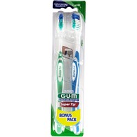 Gum Sunstar Super Tip Bonus Pack Medium / Normal Toothbrush 2 Τεμάχια, Κωδ 463 - Πράσινο / Γαλάζιο - Χειροκίνητη Οδοντόβουρτσα Μέτρια