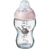 Tommee Tippee Closer to Nature Anti-Colic Glass Baby Bottle 0m+ Κωδ 42270610, 250ml - Ροζ - Γυάλινο Μπιμπερό Μικρής Ροής με Θηλή Σιλικόνης Κατά των Κολικών