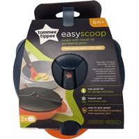 Tommee Tippee Easy Scoop Bowls with Travel Lid & Feeding Spoon 6m+, 1 Τεμάχιο - Σετ Μπολ Φαγητού με Προστατευτικό Καπάκι & Κουτάλι