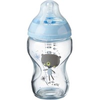 Tommee Tippee Closer to Nature Anti-Colic Glass Baby Bottle 0m+, 250ml Κωδ 42270710 - Μπλε - Γυάλινο Μπιμπερό Μικρής Ροής με Θηλή Σιλικόνης Κατά των Κολικών