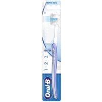 Oral-B 123 Indicator Medium Toothbrush 35mm 1 Τεμάχιο - Λιλά / Λευκό - Χειροκίνητη Οδοντόβουρτσα με Μέτριες Ίνες