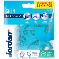 Jordan 3 in 1 flosser Κωδ 310080 50 Τεμάχια - Οδοντικό Νήμα με Λαβή σε Γαλάζιο Χρώμα