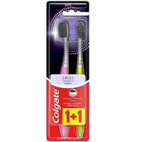 Colgate High Density Charcoal Toothbrush Soft 2 Τεμάχια - Ροζ / Λαχανί - Μαλακή Οδοντόβουρτσα με Ίνες Εμπλουτισμένες με Άνθρακα για Βαθύ Καθαρισμό