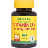 Δώρο Natures Plus Συμπλήρωμα Διατροφής Vitamin D3 25mcg (1000IUD) 180 Softgels  - 