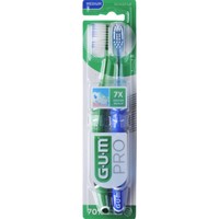 Gum Pro Medium Toothbrush 2 Τεμάχια Κωδ 1528, Πράσινο - Μπλε - Χειροκίνητη Οδοντόβουρτσα για Βαθύ & Απαλό Καθαρισμό με Μεσαίας Σκληρότητας Ίνες