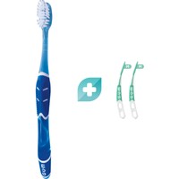 Gum Promo Sunstar Pro Medium Μπλε 1 Τεμάχιο, Κωδ 528 & Δώρο Soft Picks 2 Τεμάχια - Χειροκίνητη Οδοντόβουρτσα Μέτριας Σκληρότητας & Μεσοδόντια Βουρτσάκια