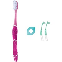 Gum Promo Sunstar Pro Medium Ροζ 1 Τεμάχιο, Κωδ 528 & Δώρο Soft Picks 2 Τεμάχια - Χειροκίνητη Οδοντόβουρτσα Μέτριας Σκληρότητας & Μεσοδόντια Βουρτσάκια