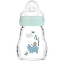 Mam Feel Good Premium Glass Baby Bottle 0m+, 170ml, Κωδ 370SB - Πράσινο - Γυάλινο Μπιμπερό με Θηλή Σιλικόνης Αργής Ροής