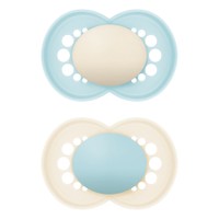 Mam Original Silicone Soother 16m+ 2 Τεμάχια, Κωδ 278SUc - Γαλάζιο / Κρεμ - Ορθοδοντική Πιπίλα Σιλικόνης με Θήκη Μεταφοράς & Αποστείρωσης