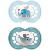 Mam Original Silicone Soother 6-16m 2 Τεμάχια, Κωδ 150SBc - Γαλάζιο / Μπλε - Ορθοδοντική Πιπίλα Σιλικόνης με Θήκη Μεταφοράς & Αποστείρωσης