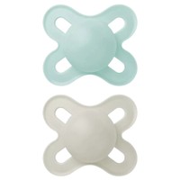 Mam Original Start Silicone Soother 0-2m 2 Τεμάχια, Κωδ 078SUc - Πράσινο / Γκρι - Ορθοδοντική Πιπίλα Σιλικόνης με Θήκη Μεταφοράς