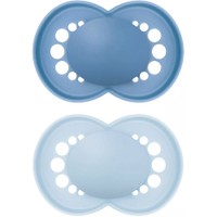 Mam Original Unprinted Matt Silicone Soother 6-16m 2 Τεμάχια, Κωδ 178SBC - Μπλε / Γαλάζιο - Ορθοδοντική Πιπίλα με Θηλή Σιλικόνης Φιλική προς το Δερματάκι του Μωρού με Πρακτική Θήκη Μεταφοράς