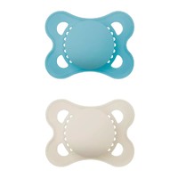 Mam Original Unprinted Soother 2-6m 2 Τεμάχια, Κωδ 118SBc - Μπλε / Κρεμ - Ορθοδοντική Πιπίλα Σιλικόνης με Θήκη Μεταφοράς & Αποστείρωσης