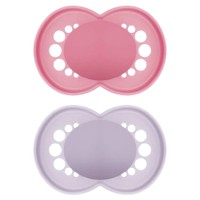 Mam Original Unprinted Matt Silicone Soother 6-16m 2 Τεμάχια, Κωδ 178SGC - Ροζ / Φούξια - Ορθοδοντική Πιπίλα με Θηλή Σιλικόνης Φιλική προς το Δερματάκι του Μωρού με Πρακτική Θήκη Μεταφοράς