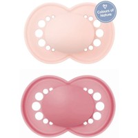 Mam Original Unprinted Matt Silicone Soother 6-16m 2 Τεμάχια, Κωδ 178SGC - Ροζ / Φούξια - Ορθοδοντική Πιπίλα με Θηλή Σιλικόνης Φιλική προς το Δερματάκι του Μωρού με Πρακτική Θήκη Μεταφοράς