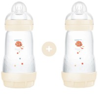 Mam Promo Easy Start Anti-Colic Plastic Bootle 2m+, 2x260ml Κωδ 355SUc - Σομόν - Μπιμπερό Πολυπροπυλενίου με Θηλή Σιλικόνης Μεσαίας Ροής & Σύστημα Κατά των Κολικών