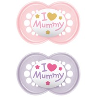 Mam I Love Mummy Orthodontic Silicone Soother 16m+ Κωδ 265G1c, 2 Τεμάχια - Φούξια / Λιλά - Ορθοδοντική Πιπίλα Σιλικόνης για Χαλάρωση & Ανακούφιση