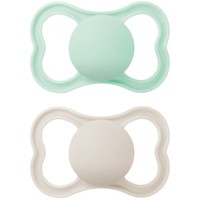 Mam Supreme Silicone Soother 6-16m Κωδ 145SUc, 2 Τεμάχια - Τιρκουάζ / Κρεμ - Ορθοδοντική Πιπίλα Σιλικόνης με Θήκη Μεταφοράς