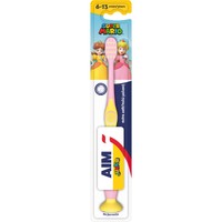 Aim Super Mario Junior Extra Soft Toothbrush 6-13 Years 1 Τεμάχιο - Ροζ / Κίτρινο - Παιδική Οδοντόβουρτσα με Πολύ Μαλακές Ίνες με Στρογγυλεμένη Κεφαλή