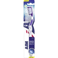 Aim White System Perlite Medium Toothbrush 1 Τεμάχιο - Μωβ - Οδοντόβουρτσα με Μέτριες Ίνες & Ελαστική Μεμβράνη που Περιέχει Περλίτη για πιο Λευκά Δόντια με Προστατευτικό Κάλυμμα