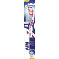 Aim White System Perlite Medium Toothbrush 1 Τεμάχιο - Ροζ - Οδοντόβουρτσα με Μέτριες Ίνες & Ελαστική Μεμβράνη που Περιέχει Περλίτη για πιο Λευκά Δόντια με Προστατευτικό Κάλυμμα