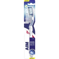 Aim White System Perlite Medium Toothbrush 1 Τεμάχιο - Γαλάζιο - Οδοντόβουρτσα με Μέτριες Ίνες & Ελαστική Μεμβράνη που Περιέχει Περλίτη για πιο Λευκά Δόντια με Προστατευτικό Κάλυμμα