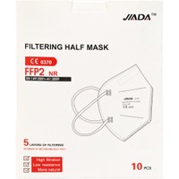 Jiada Filtering Half Mask FFP2 NR, 10 Τεμάχια - Άσπρο - Μάσκα Υψηλής Προστασίας Προδιαγραφών FFP2 NR μίας Χρήσης