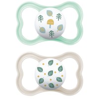Mam Air Orthodontic Latex Soother 6-16m Κωδ 216L, 2 Τεμάχια - Πράσινο / Ζαχαρί - Ορθοδοντική Πιπίλα από Καουτσούκ με Μεγάλες Οπές Αερισμού & Θήκη Μεταφοράς