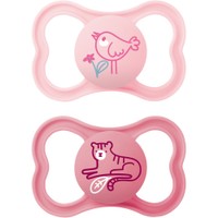 Mam Air Silicone Soother 16m+ 2 Τεμάχια, Κωδ 275SGc - Ροζ / Φούξια - Ορθοδοντικές Πιπίλες Σιλικόνης με Θήκη Μεταφοράς