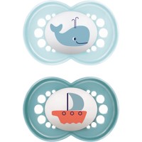Mam Original Latex Soother 6-16m Κωδ 151L, 2 Τεμάχια - Γαλάζιο / Μπλε - Ορθοδοντική Πιπίλα με Θηλή από Φυσικό Καουτσούκ & Θήκη Μεταφοράς