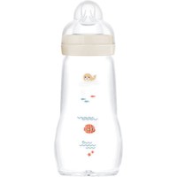 Mam Feel Good Premium Glass Bottle 2m+, Κωδ 375SU, 260ml - Κρεμ - Γυάλινο Μπιμπερό με Θηλή Σιλικόνης Μεσαίας Ροής