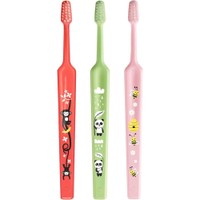 TePe Mini Extra Soft 0-6 Years Toothbrush 3 Τεμάχια - Κοραλί / Λαχανί / Ροζ - Παιδική Οδοντόβουρτσα με Κωνική Κεφαλή & Αποστρογγυλεμένες Ίνες