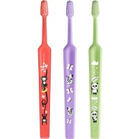 TePe Mini Extra Soft 0-6 Years Toothbrush 3 Τεμάχια - Κοραλί / Λιλά / Λαχανί - Παιδική Οδοντόβουρτσα με Κωνική Κεφαλή & Αποστρογγυλεμένες Ίνες
