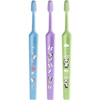 TePe Mini Extra Soft 0-6 Years Toothbrush 3 Τεμάχια - Γαλάζιο / Λιλά / Πράσινο - Παιδική Οδοντόβουρτσα με Κωνική Κεφαλή & Αποστρογγυλεμένες Ίνες