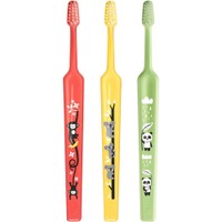 TePe Mini Extra Soft 0-6 Years Toothbrush 3 Τεμάχια - Κοραλί / Κίτρινο / Πράσινο - Παιδική Οδοντόβουρτσα με Κωνική Κεφαλή & Αποστρογγυλεμένες Ίνες
