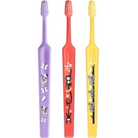TePe Mini Extra Soft 0-6 Years Toothbrush 3 Τεμάχια - Λιλά / Κοραλί / Κίτρινο - Παιδική Οδοντόβουρτσα με Κωνική Κεφαλή & Αποστρογγυλεμένες Ίνες