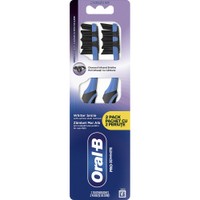 Oral-B Promo Pro 3D White Charcoal Medium Toothbrush 2 Τεμάχια - Μπλε - Χειροκίνητη Οδοντόβουρτσα με Μεσαίας Σκληρότητας Ίνες για Βαθύ Καθαρισμό & Λεύκανση με Ίνες από Ενεργό Άνθρακα