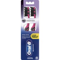 Oral-B Promo Pro 3D White Charcoal Medium Toothbrush 2 Τεμάχια - Φούξια - Χειροκίνητη Οδοντόβουρτσα με Μεσαίας Σκληρότητας Ίνες για Βαθύ Καθαρισμό & Λεύκανση με Ίνες από Ενεργό Άνθρακα