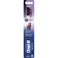 Oral-B Pro 3D White Charcoal Medium Toothbrush 1 Τεμάχιο - Φούξια - Χειροκίνητη Οδοντόβουρτσα με Μεσαίας Σκληρότητας Ίνες για Βαθύ Καθαρισμό & Λεύκανση με Ίνες από Ενεργό Άνθρακα