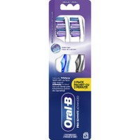 Oral-B Promo Pro 3D White Advanced Medium Toothbrush 2 Τεμάχια - Μπλε / Γκρι - Χειροκίνητη Οδοντόβουρτσα με Μεσαίας Σκληρότητας Ίνες για Φυσική Λεύκανση & Βαθύ Καθαρισμό