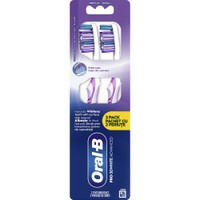 Oral-B Promo Pro 3D White Advanced Medium Toothbrush 2 Τεμάχια Μωβ - Χειροκίνητη Οδοντόβουρτσα με Μεσαίας Σκληρότητας Ίνες για Φυσική Λεύκανση & Βαθύ Καθαρισμό