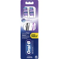 Oral-B Promo Pro 3D White Advanced Medium Toothbrush 2 Τεμάχια - Γκρι / Μωβ - Χειροκίνητη Οδοντόβουρτσα με Μεσαίας Σκληρότητας Ίνες για Φυσική Λεύκανση & Βαθύ Καθαρισμό